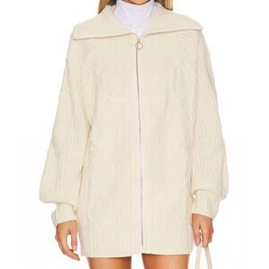 NEW WWW chunky cable knit zip up cardigan in ecru